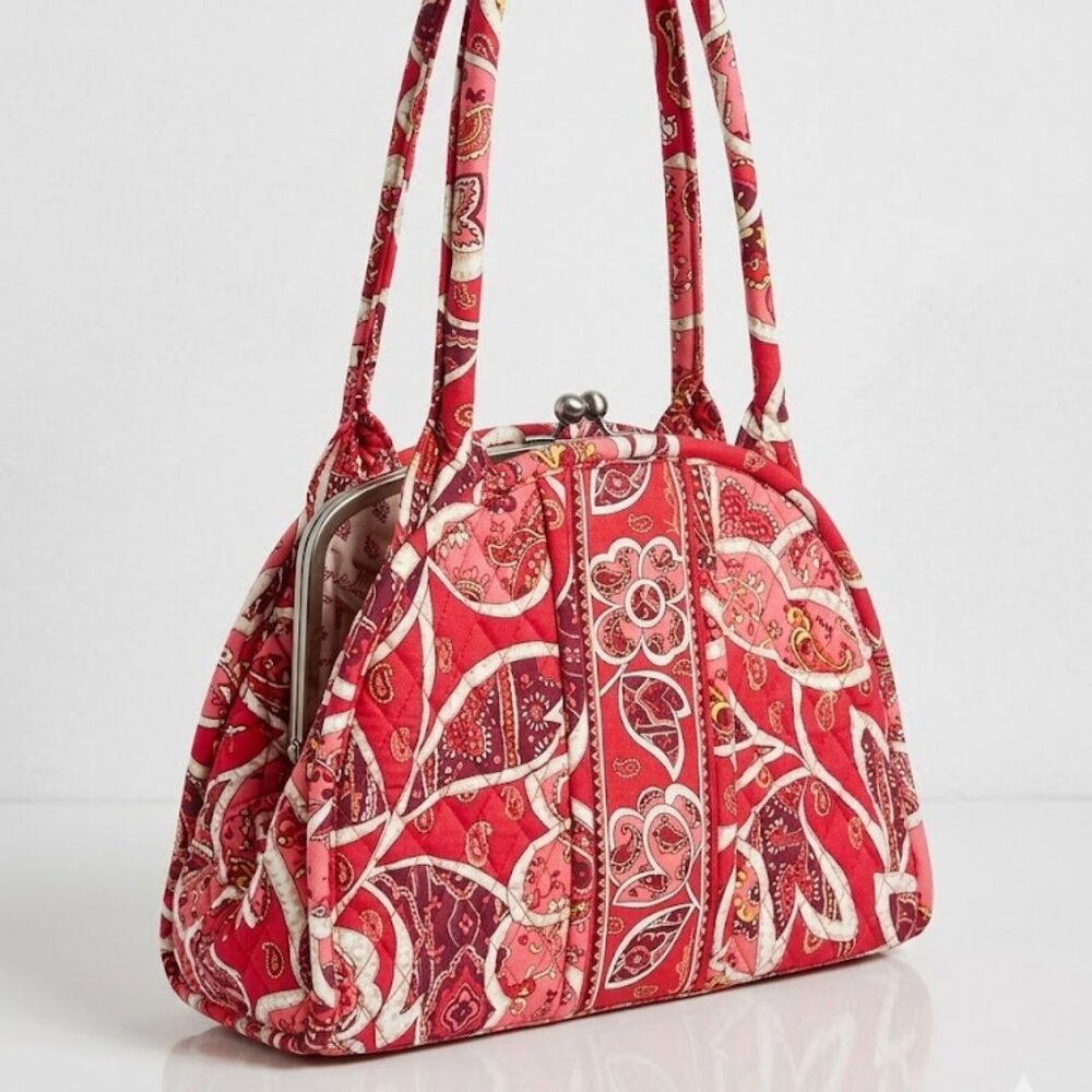 Vera Bradley Eloise Bag | Tea Garden Print Floral Shoulder Bag Kiss Lock Clasp
